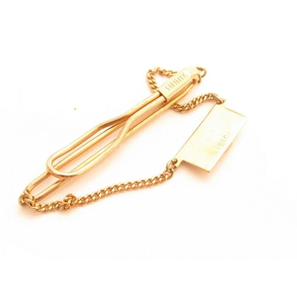 Swank Signed Crown‎ Design Gold Toned Tie Clip
